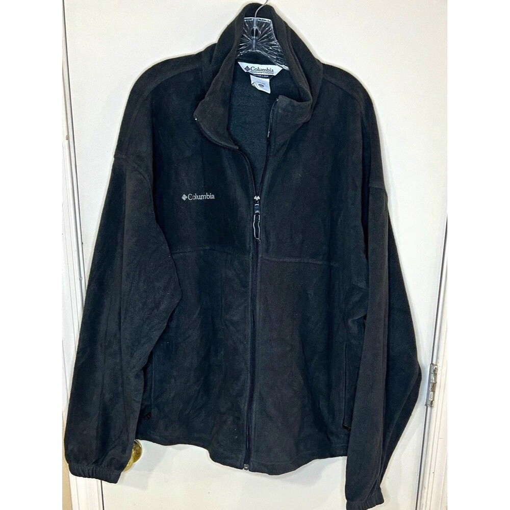 Columbia Men's XXL Gray Full Zip Fleece Jacket Pockets Stand-Up Collar 207 XM